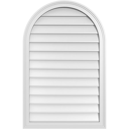 Ekena Millwork Round Top Surface Mount PVC Gable Vent w/ 2"W x 1-1/2"P Brickmould Frame, 26"W x 40"H GVPRT26X4002SN